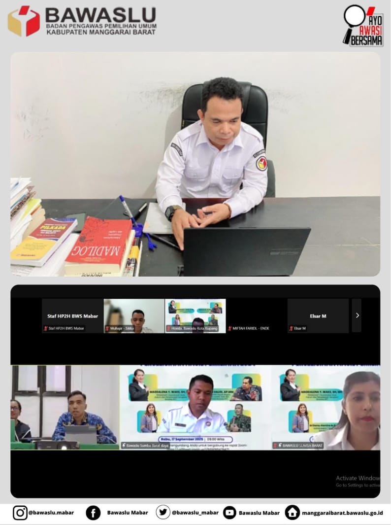 Rapat Zoom Meeting  Diskursus Hukum Gelar Bawaslu Provinsi NTT