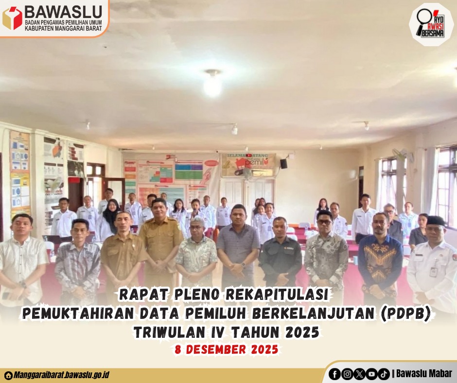 apat Pleno terbuka Rekapitulasi Pemuktahiran Data Pemilih Berkelanjutan Triwulan IV  