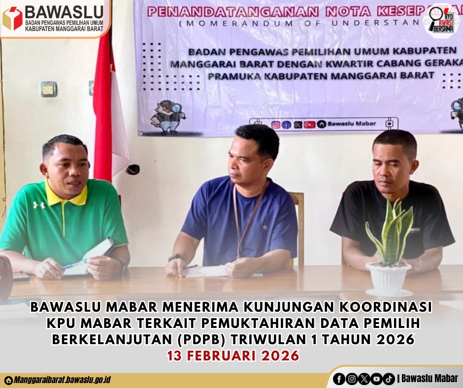 Bawaslu Terima Kunjungan KPU Bahas Pemutakhiran Data Pemilih Berkelanjutan Triwulan I Tahun 2026