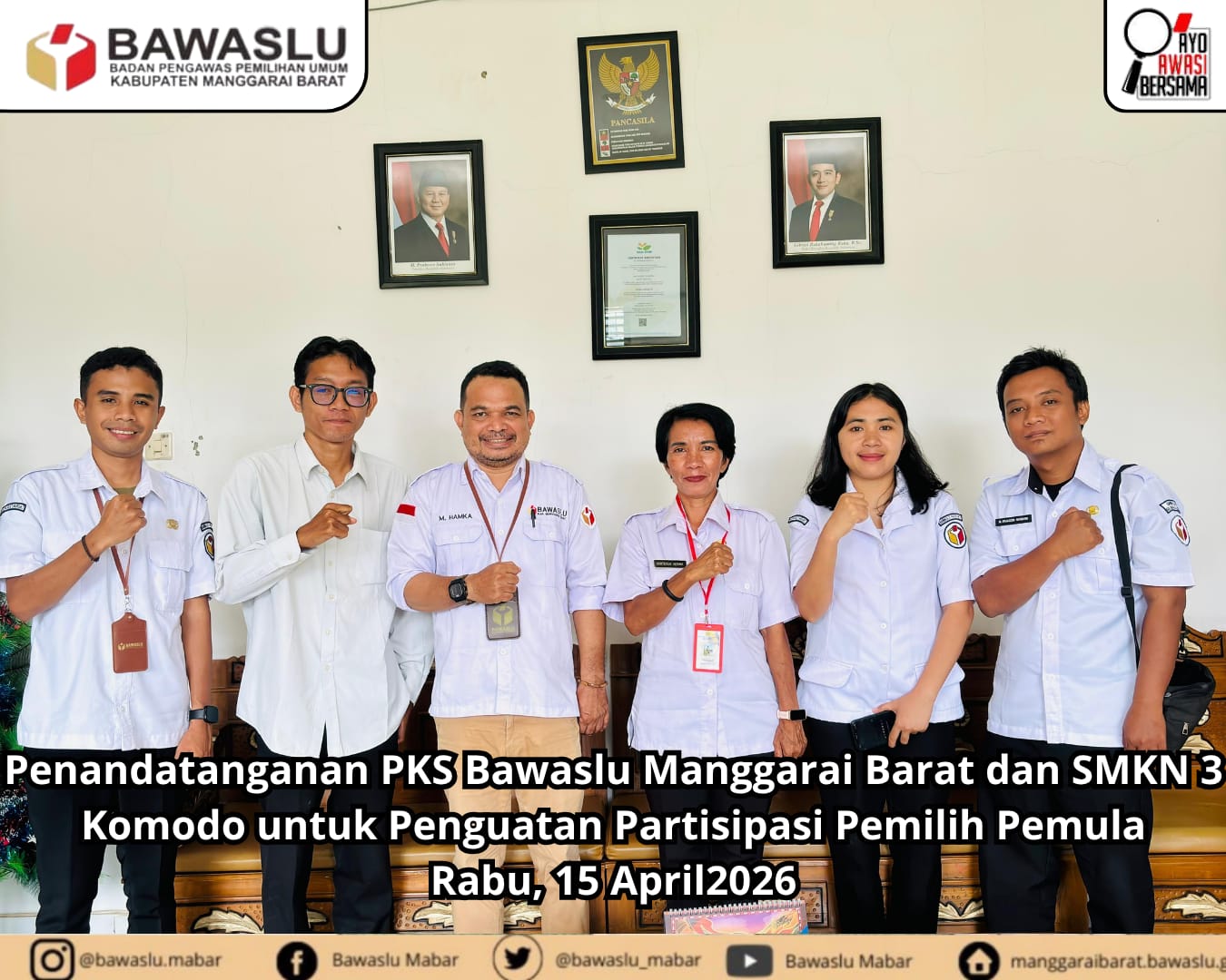 Cegah Pelanggaran Pemilu Sejak Dini, Bawaslu Manggarai Barat Teken MoU dengan SMKN 3 Komodo
