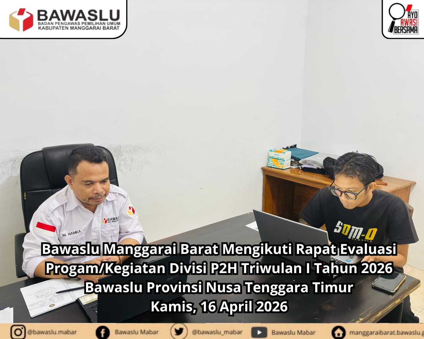 Ikuti Rapat Evaluasi P2H Triwulan I Gelar Provinsi NTT, Bawaslu Manggarai Barat Fokus Tingkatkan Pengawasan dan Kolaborasi