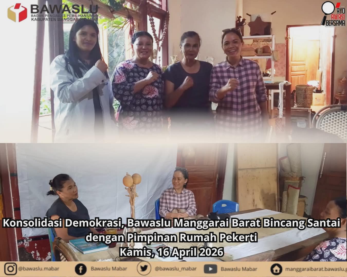 Rawat Demokrasi inklusif, Bawaslu Manggarai Barat jajaki kerjasama dengan Rumah Pekerti