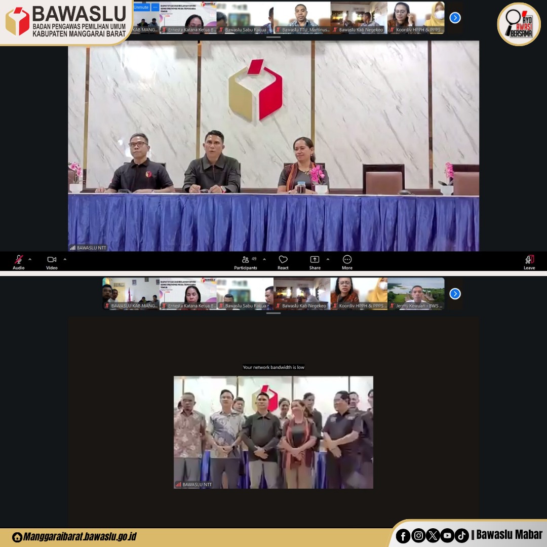 Perkuat SDM dan Inovasi, Bawaslu Manggarai Barat Hadiri Rapat Kelembagaan Gelar Bawaslu NTT