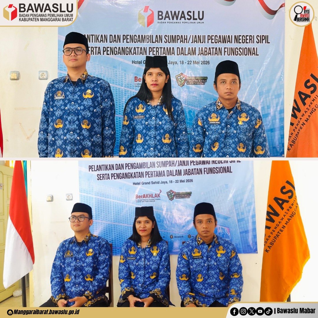 Teguhkan Komitmen Pengabdian, Tiga Aparatur Bawaslu Manggarai Barat Resmi Dilantik sebagai PNS