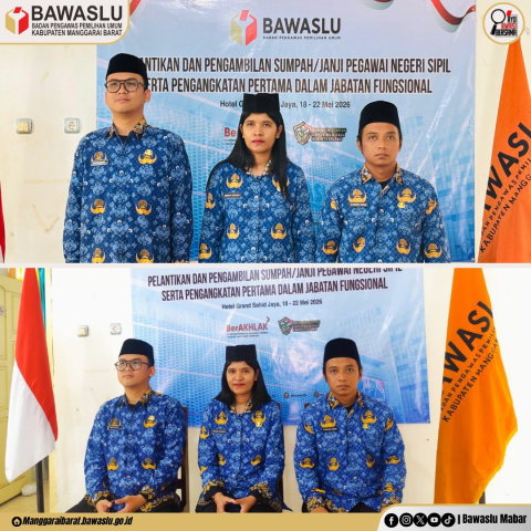 Teguhkan Komitmen Pengabdian, Tiga Aparatur Bawaslu Manggarai Barat Resmi Dilantik sebagai PNS